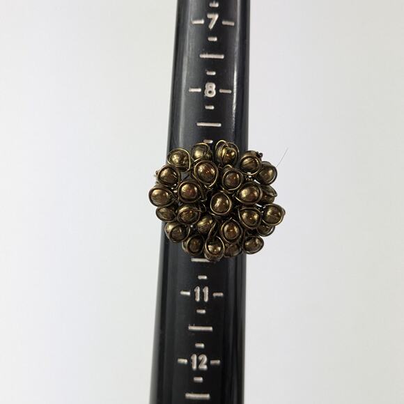 Womens Sz 9.5 Ring Unique Handmade Wire Wrapped Bronze Bead Biomorphic Statement - Picture 5 of 5